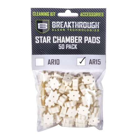 Breakthrough Clean Technologies AR-15 Chamber Star Pads, 8-32 Threads Male/Male Adapter, 5-Pack BT-AR15SCP-50PK